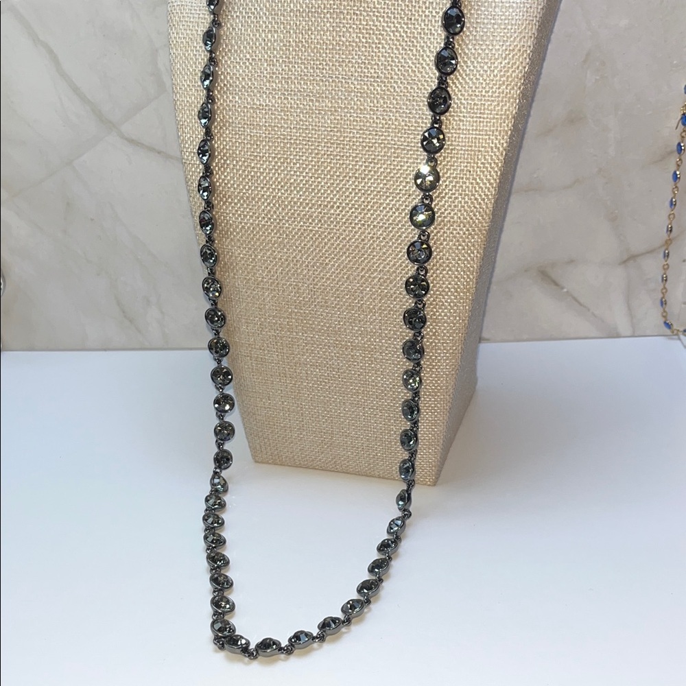 Vintage Givenchy Crystal Link Necklace Rhinestone Headlight Gunmetal- RARE - Picture 4 of 15